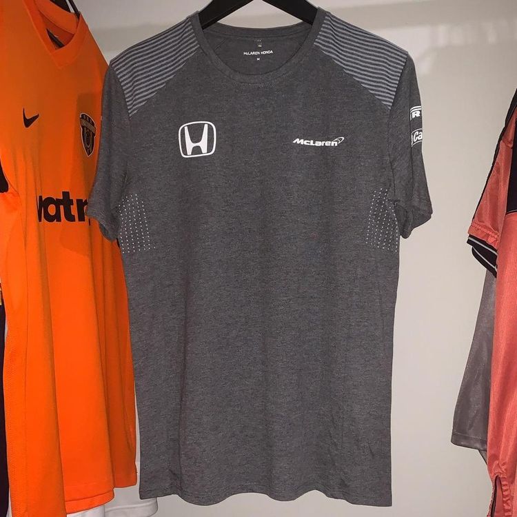 Mens Honda McLaren F1 Team 2017 Teamwear T Shirt Vandoorne 2 Grey Medium image 1