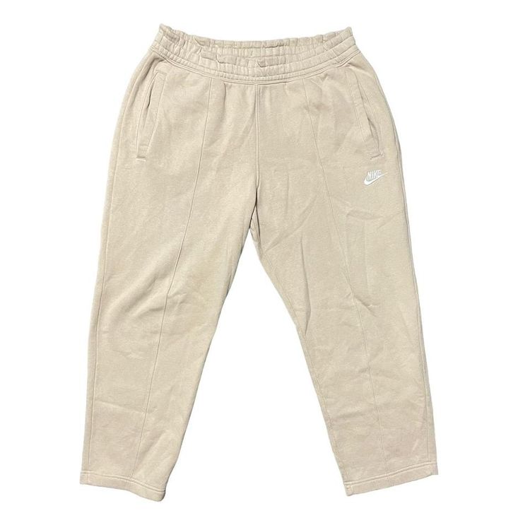 Nike Nike Tracksuit Bottoms Beige Joggers Sweatpants Drawstring Slim Fit Size XL Mens product image