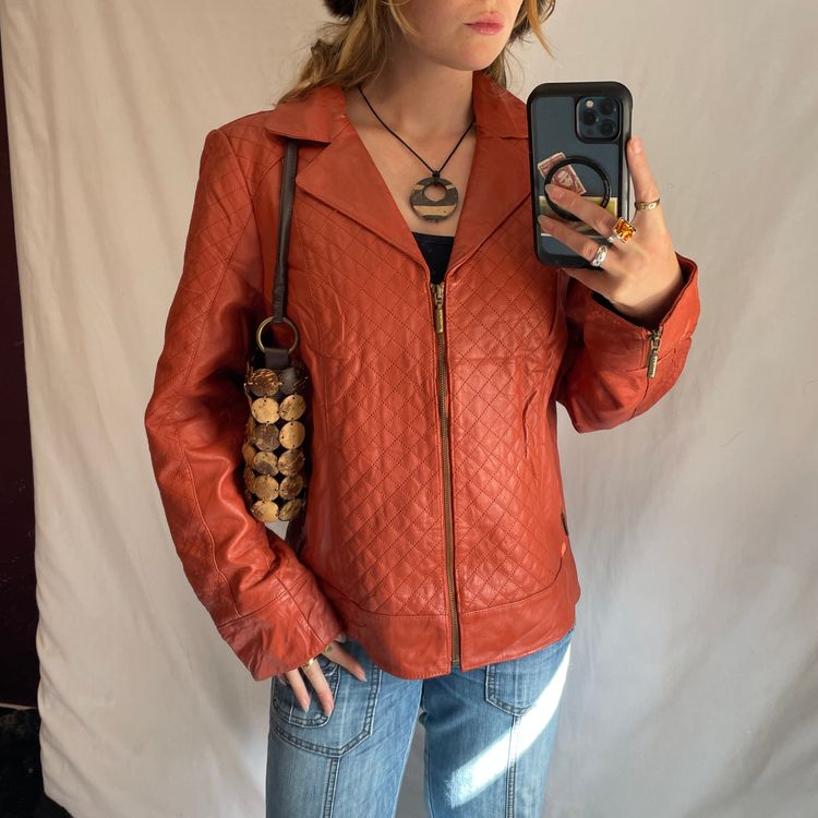 Y2K Bradley Bayou Rust Women'S Leather Jacket imagen 2