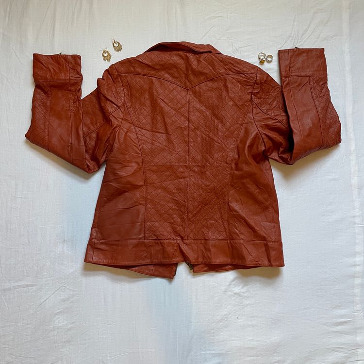 Y2K Bradley Bayou Rust Women'S Leather Jacket imagen 4