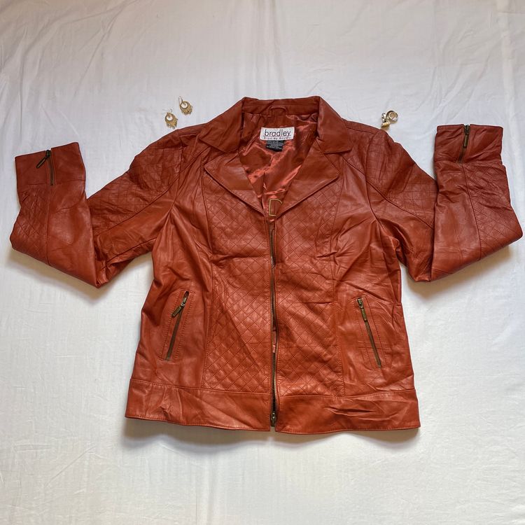 Y2K Bradley Bayou Rust Women'S Leather Jacket imagen 3