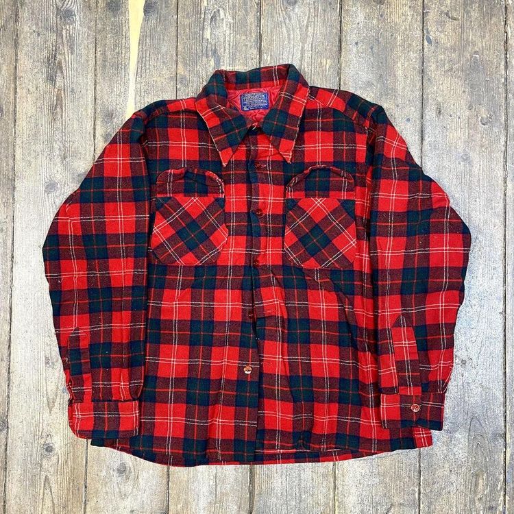 Pendleton Shirt Checkered Long Sleeve Flannel Button Up, Red, Womens Large