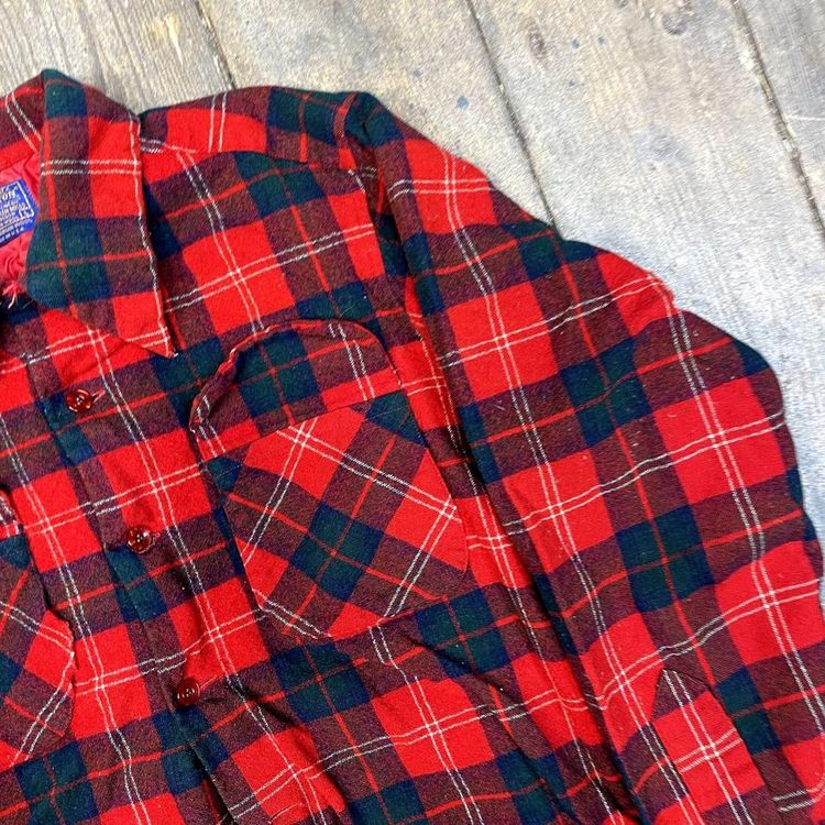 Pendleton Shirt Checkered Long Sleeve Flannel Button Up, Red, Womens Large 4