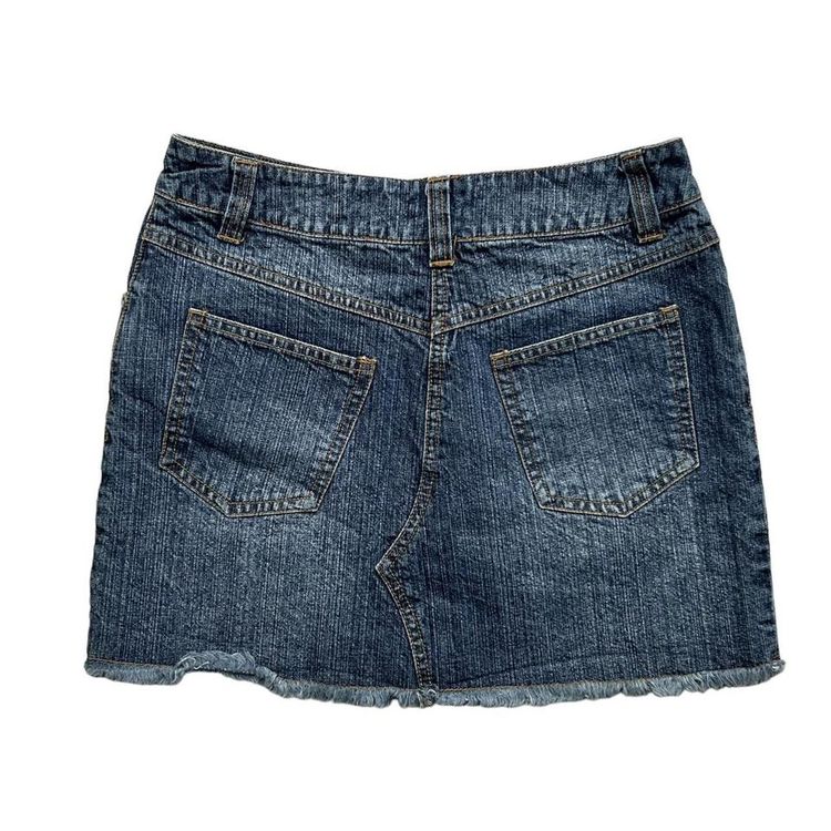 Y2K grain wash denim mini skirt with a raw hem image 3