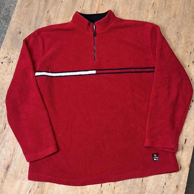 Vintage Tommy Hilfiger Fluffy Embroidered Quarter Zip Fleece