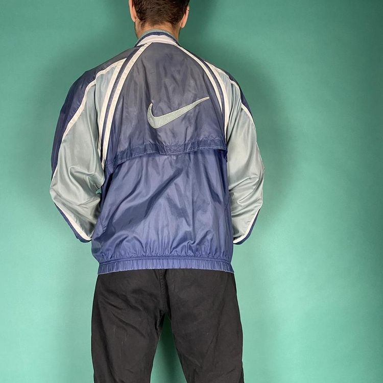 Vintage 90s Nike swoosh track jacket blue. imagen 5
