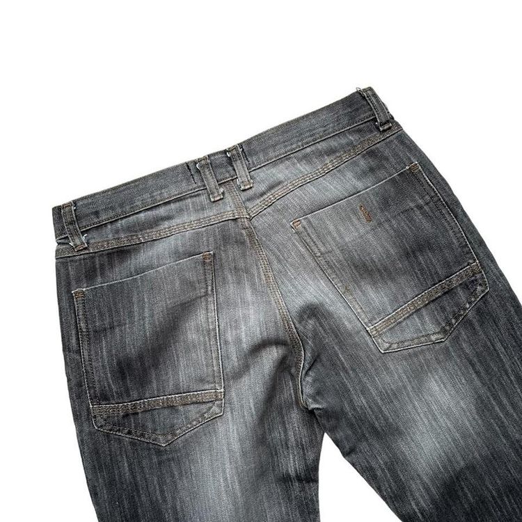 Grey wash straight leg cargo style jeans with patch pockets image 5