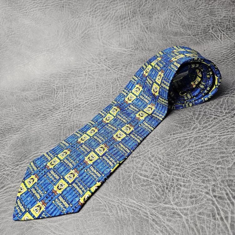 Vintage Tie, Novelty Tie,Mens tie, silk tie, Wide tie,suit necktie, Wedding tie, Sponge Bob Square P image 2
