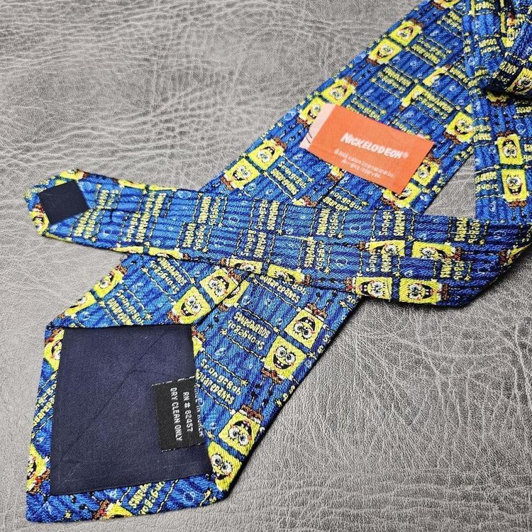 Vintage Tie, Novelty Tie,Mens tie, silk tie, Wide tie,suit necktie, Wedding tie, Sponge Bob Square P image 4
