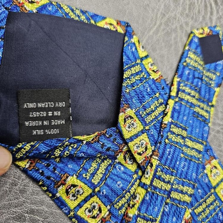 Vintage Tie, Novelty Tie,Mens tie, silk tie, Wide tie,suit necktie, Wedding tie, Sponge Bob Square P image 5
