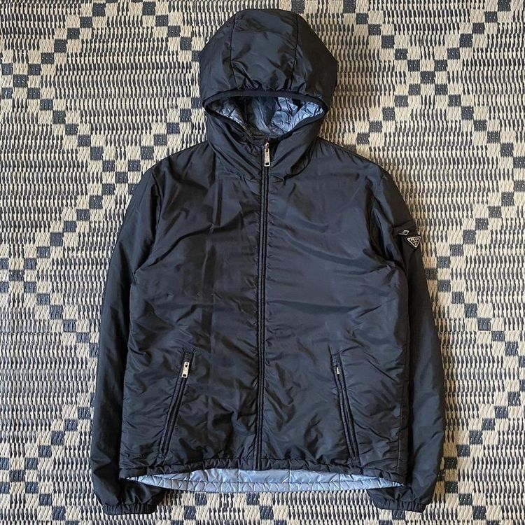 Prada Milano Quilted Reversible Puffer Jacket (Black/Grey) image 1