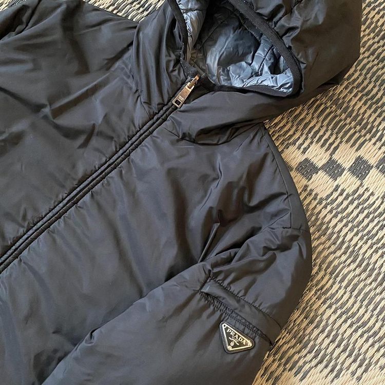 Prada Milano Quilted Reversible Puffer Jacket (Black/Grey) image 2