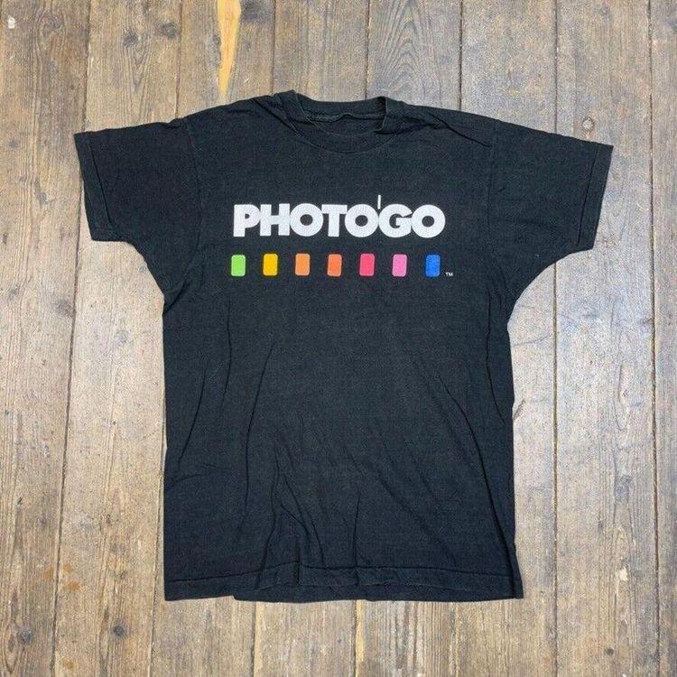 Vintage Photo'Go T-Shirt World Tour Graphic Single Stitch Tee, Black, Mens Large image 1