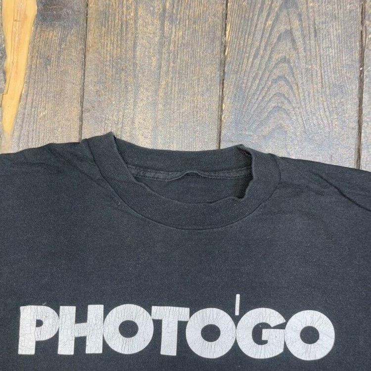 Vintage Photo'Go T-Shirt World Tour Graphic Single Stitch Tee, Black, Mens Large image 7