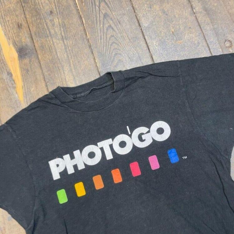 Vintage Photo'Go T-Shirt World Tour Graphic Single Stitch Tee, Black, Mens Large image 5
