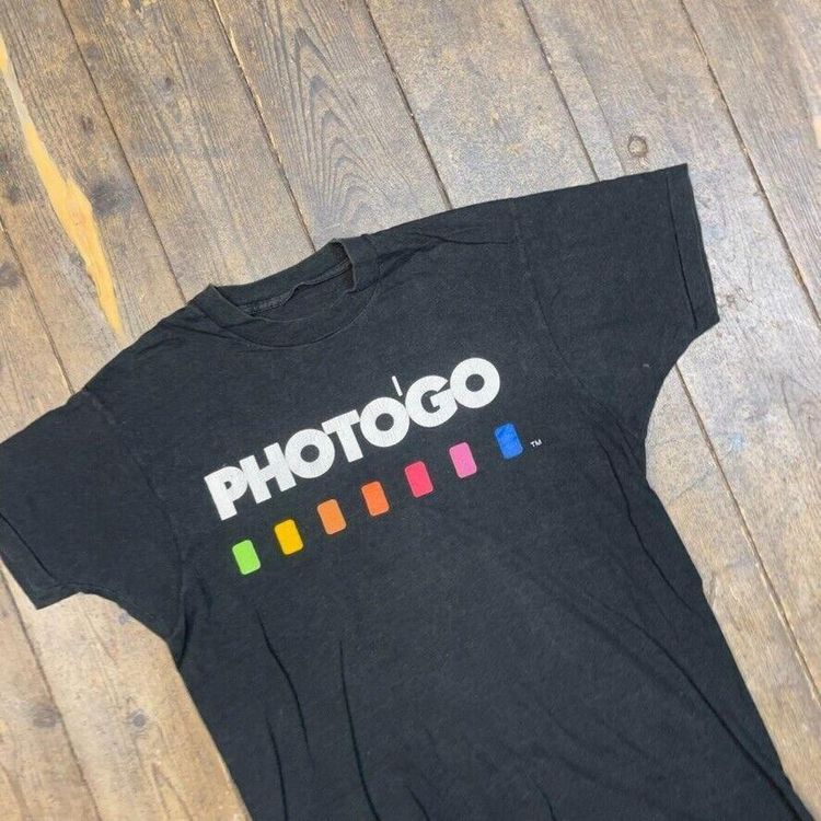 Vintage Photo'Go T-Shirt World Tour Graphic Single Stitch Tee, Black, Mens Large image 4