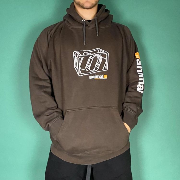 Vintage y2k animal embroidered hoodie brown.