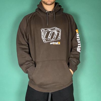 Vintage y2k animal embroidered hoodie brown.