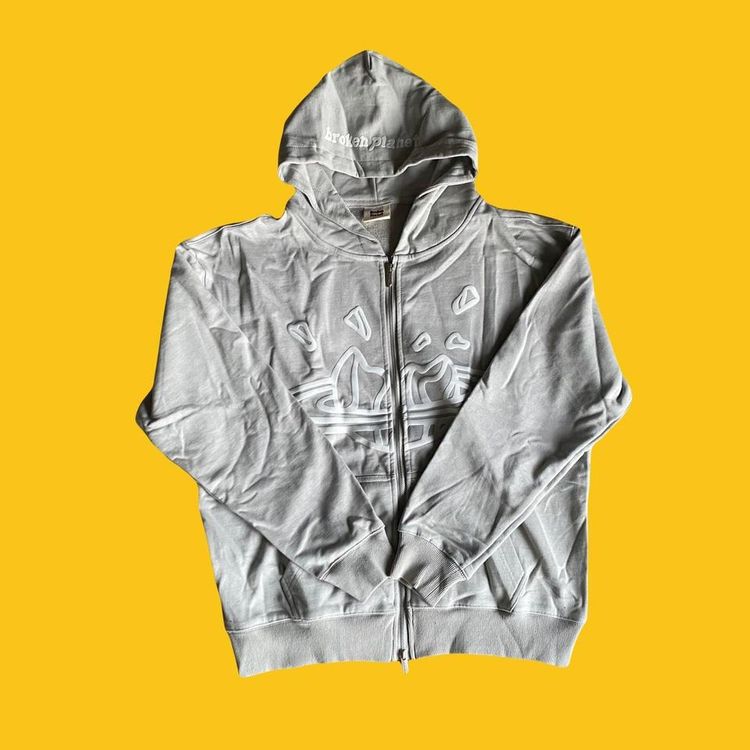 Broken Planet Double zip hoodie bone grey