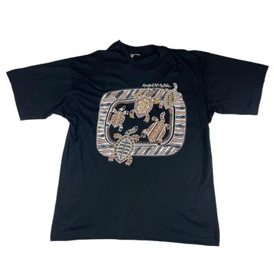 Vintage Aboriginal Art Australia Graphic Tee Black Large