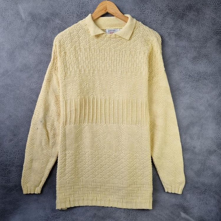 Calvin Klein Sweater Grandad SWEATER Cable Knit Vintage Sweater Beige/Cream Large image 1