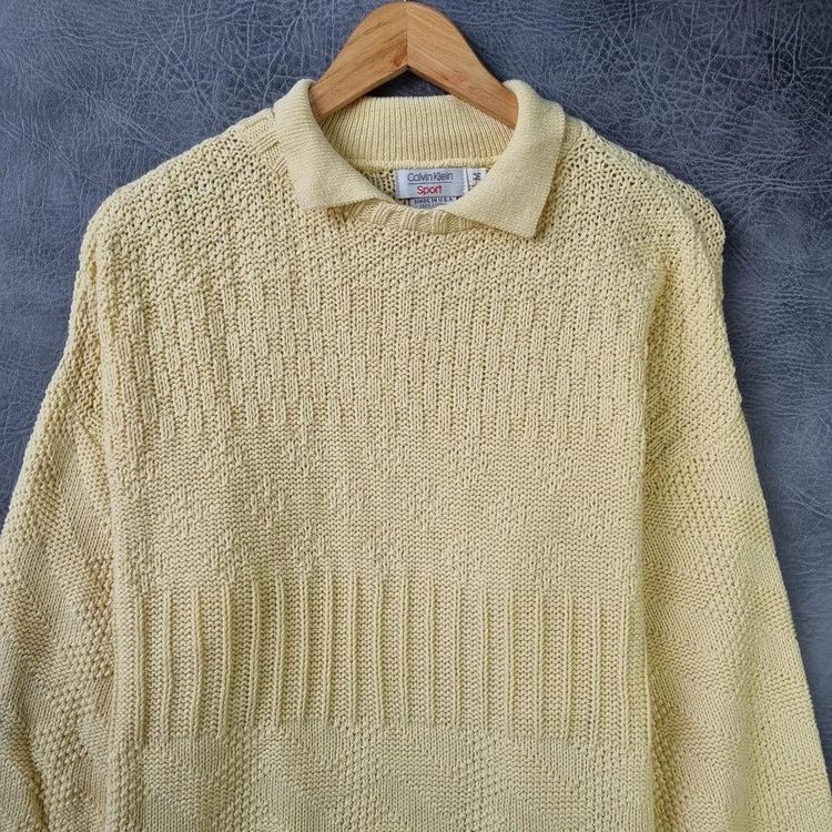 Calvin Klein Sweater Grandad SWEATER Cable Knit Vintage Sweater Beige/Cream Large image 2