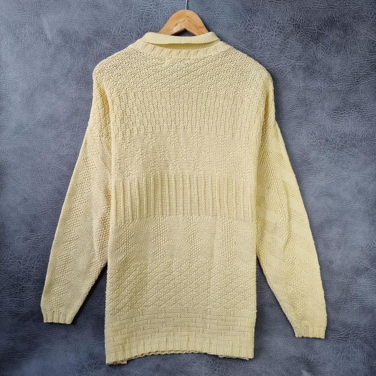 Calvin Klein Sweater Grandad SWEATER Cable Knit Vintage Sweater Beige/Cream Large image 3