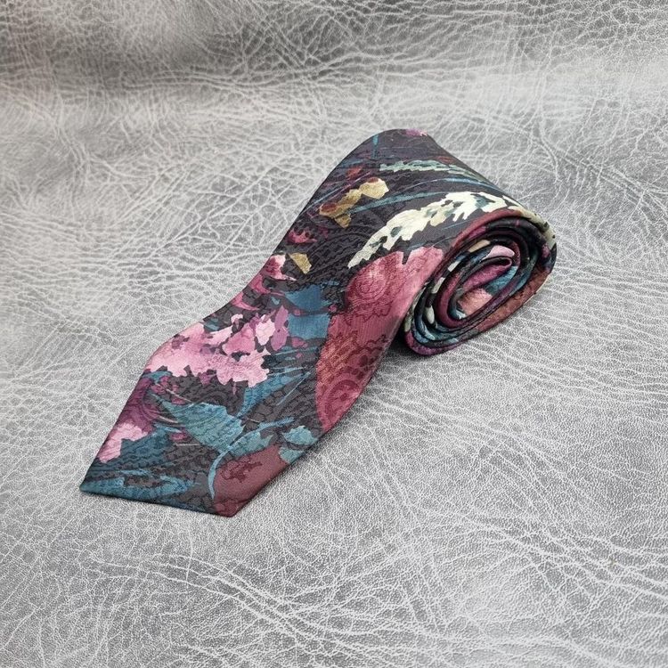 Vintage Mens Tie HANDMADE Beekman Place Necktie Retro SILK 80s Abstract tie image 1