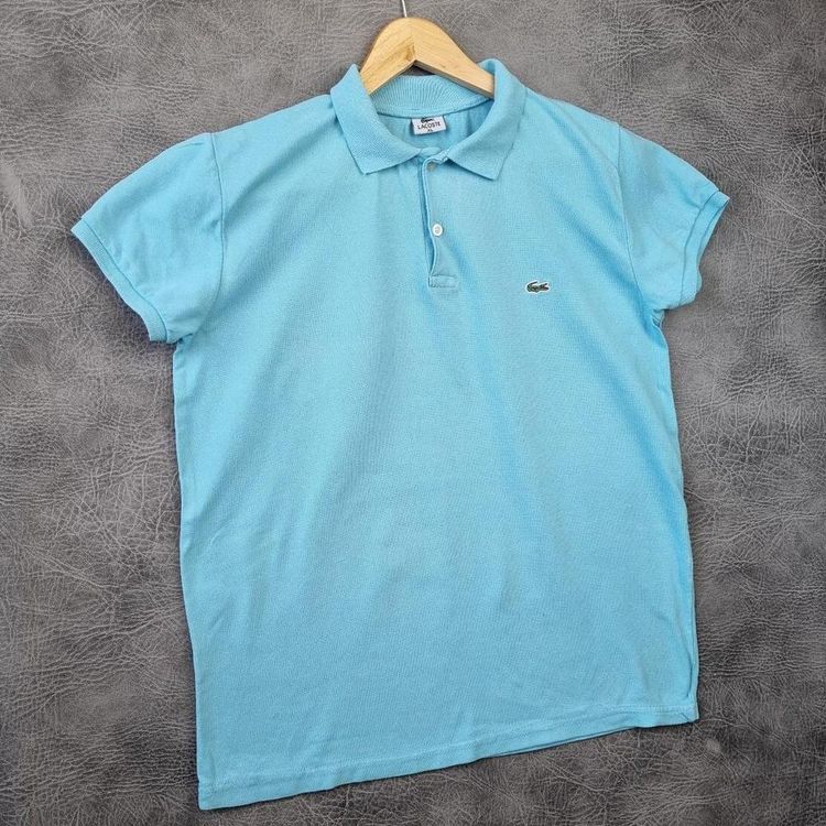 Vintage Lacoste Women's Polo Shirt Turquoise Tee Cotton imagen 2
