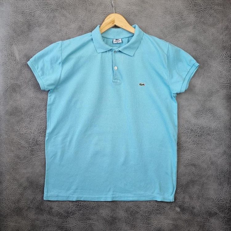 Vintage Lacoste Women's Polo Shirt Turquoise Tee Cotton imagen 4
