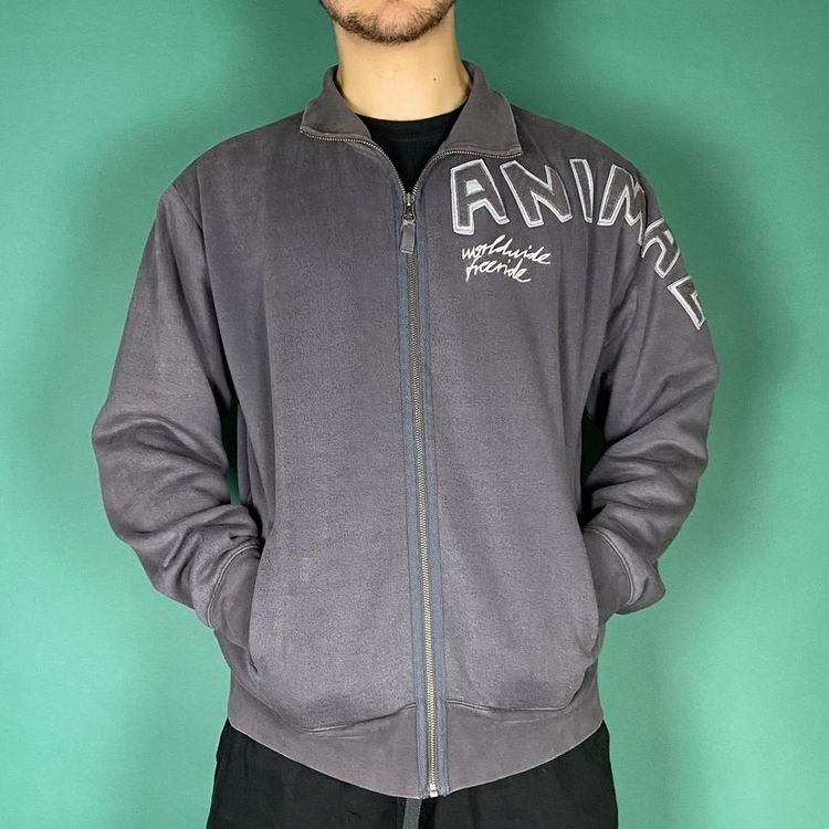 Vintage y2k animal zip up sweatshirt jumper purple grey.