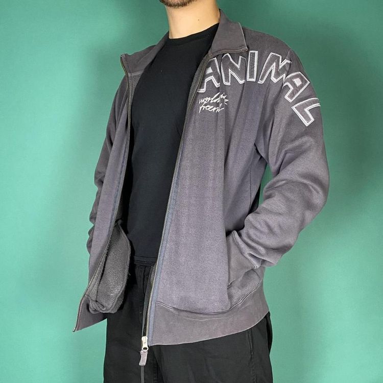 Immagine di Vintage y2k animal zip up sweatshirt jumper purple grey. 2