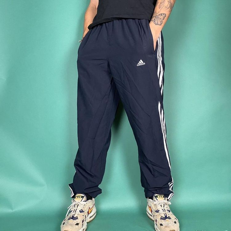 Vintage y2k adidas shell tracksuit bottoms track pants navy.