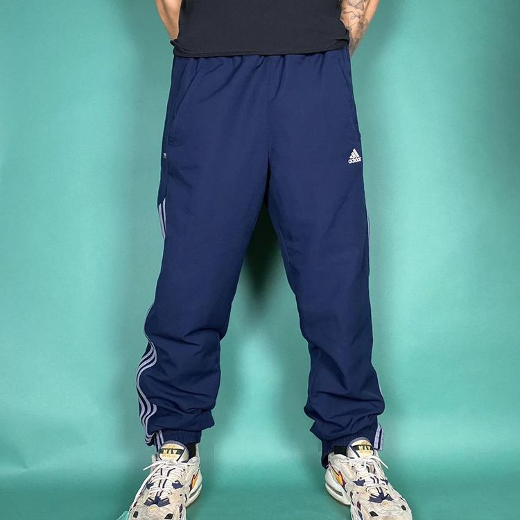 Vintage y2k adidas track pants tracksuit bottoms navy.