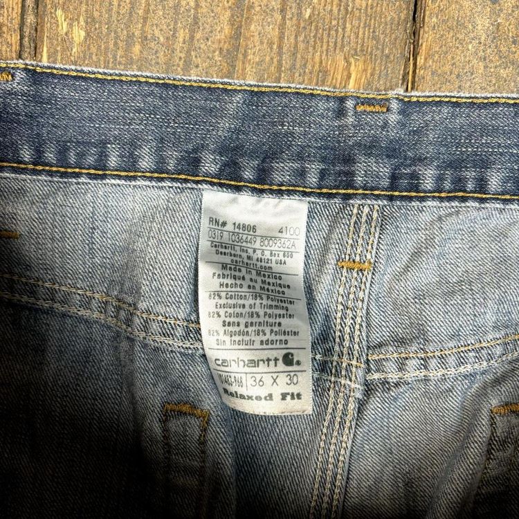 Carhartt Jeans Traditional Fit Carpenter Denim Workwear Trousers, Blue, Mens 36 4