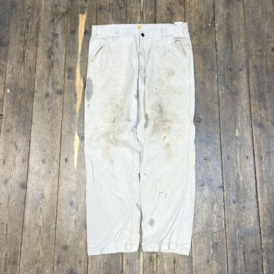 Carhartt Jeans Carpenter Relaxed Fit Denim Workwear Trousers, Beige, Mens 36