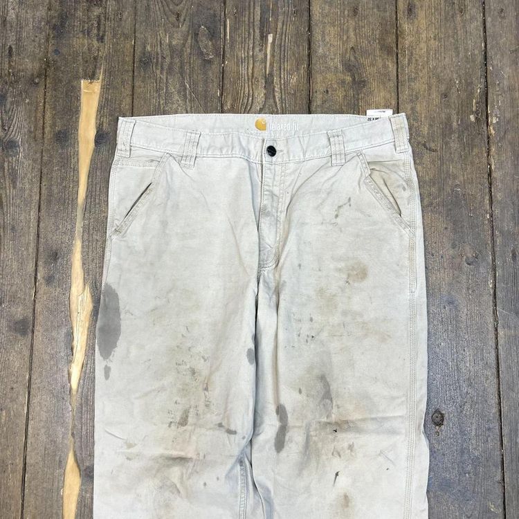 Carhartt Jeans Carpenter Relaxed Fit Denim Workwear Trousers, Beige, Mens 36 image 3
