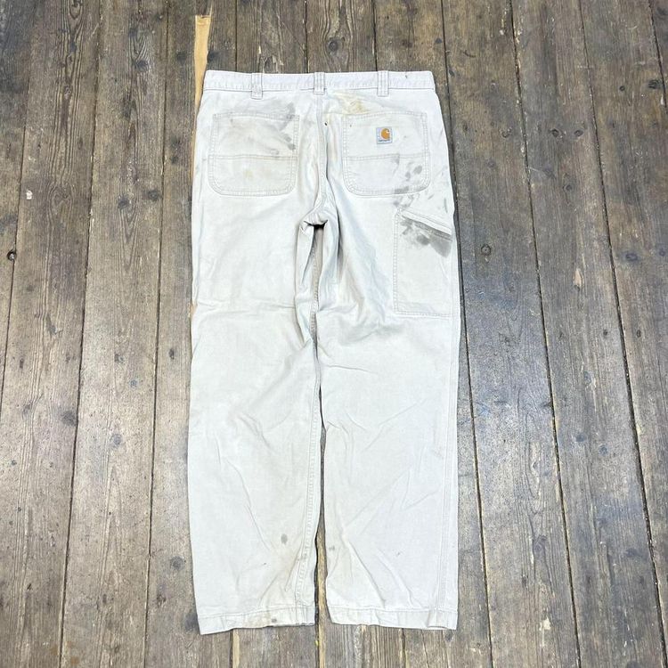 Carhartt Jeans Carpenter Relaxed Fit Denim Workwear Trousers, Beige, Mens 36 image 5