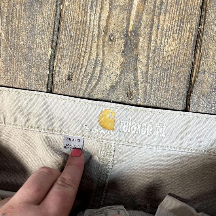 Carhartt Jeans Carpenter Relaxed Fit Denim Workwear Trousers, Beige, Mens 36 image 4