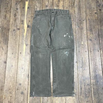 Dickies Jeans Carpenter Relaxed Fit Denim Workwear Trousers, Green, Mens 36