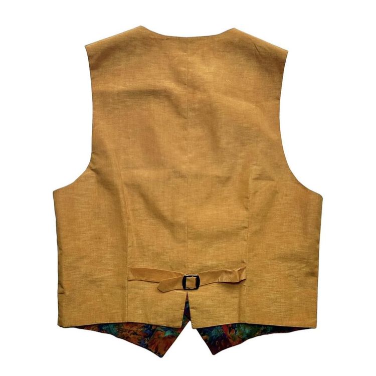 Multicoloured oil paint effect floral waistcoat with a mustard yellow back image 4