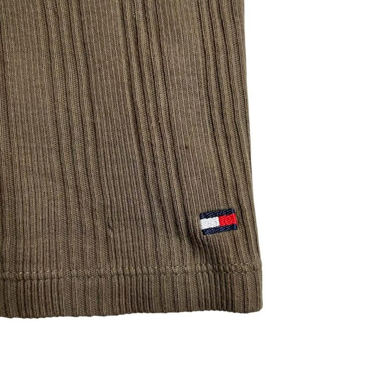 Khaki green ribbed vest top with an embroidered logo image 4
