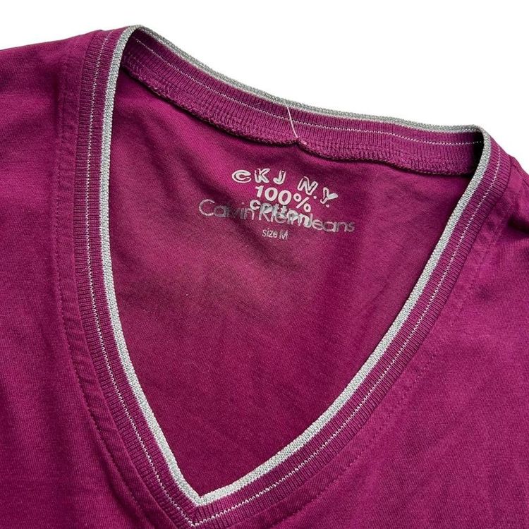 Y2k magenta/ purple long sleeve v neck graphic tshirt with a printed and diamante silver logo image 4