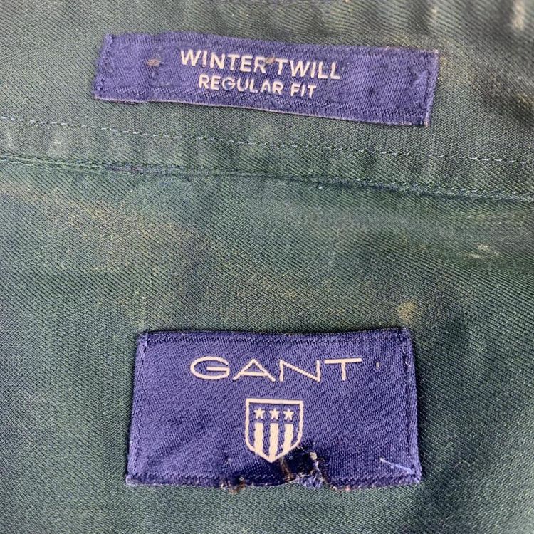GANT USA Vintage Twill Long Sleeve Shirt Embroidered Breast Pocket Iridescent Blue XL image 4