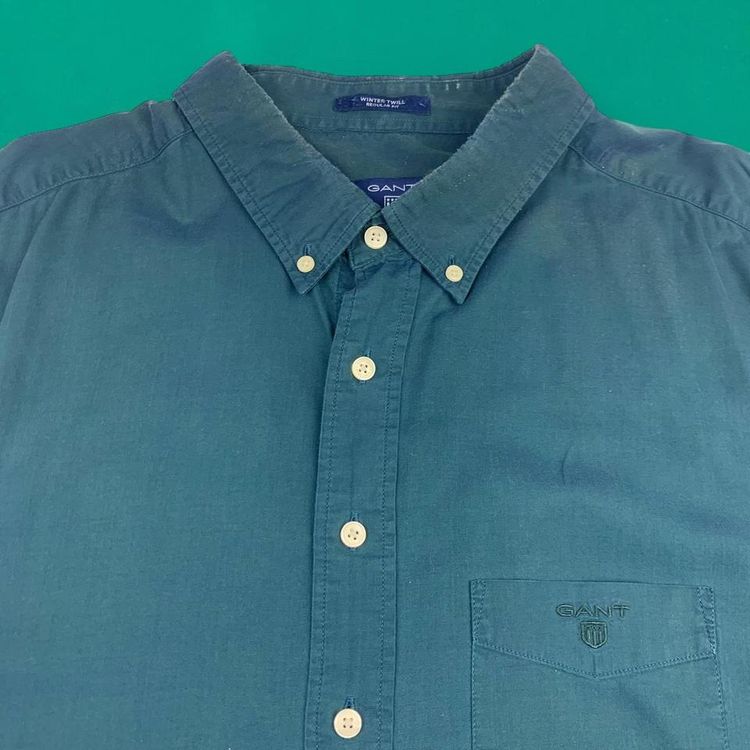 GANT USA Vintage Twill Long Sleeve Shirt Embroidered Breast Pocket Iridescent Blue XL image 3