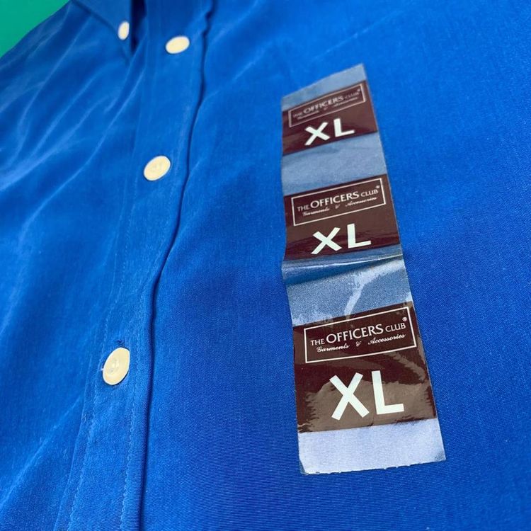 Officer's Club Playsport Retro Lightweight Button Up Shirt Blue XL image 2