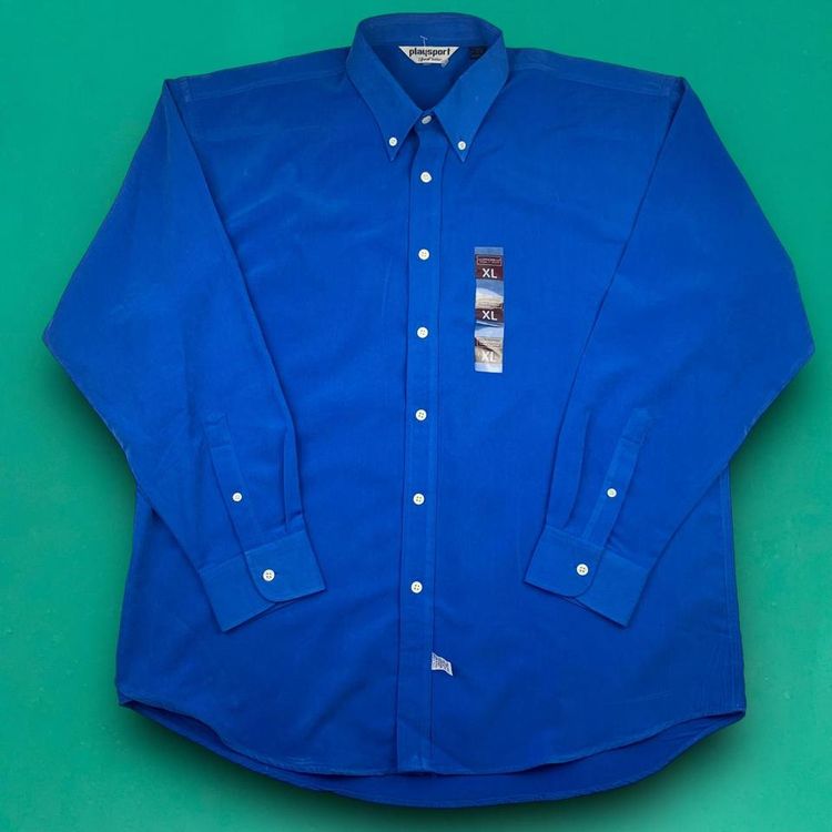 Officer's Club Playsport Retro Lightweight Button Up Shirt Blue XL