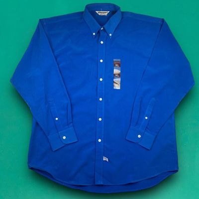 Officer's Club Playsport Retro Lightweight Button Up Shirt Blue XL