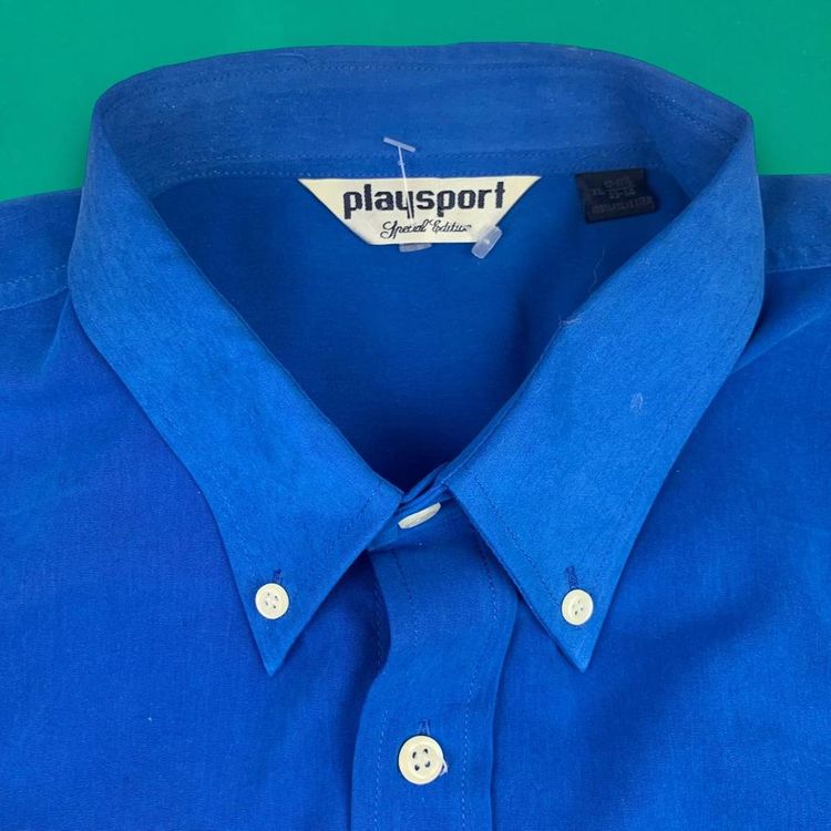 Officer's Club Playsport Retro Lightweight Button Up Shirt Blue XL image 3