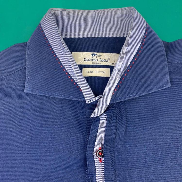 Claudio Lugli Couture Pure Cotton Designer Long Sleeve Shirt Blue L image 2